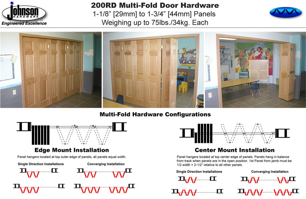 Johnson Hardware 200rd Multi Fold Door Johnsonhardware I Beam Track With Positive Pivot Lock Four Wheeled Ball Bearing Hanger Guides Heavy Duty Adjule Bottom And A Floor Bracket An
