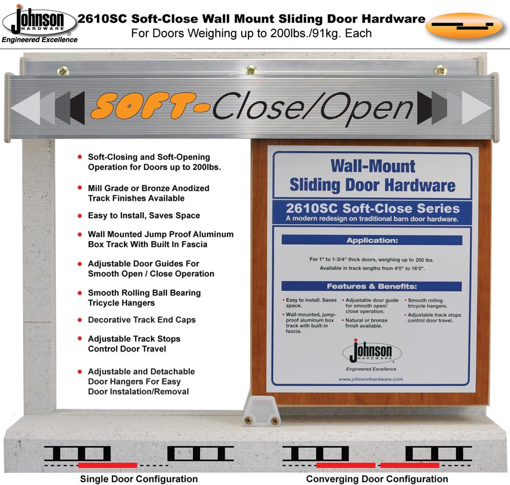 Johnson Hardware 2610sc Soft Close Wall Mount Sliding Door Possible S Include Closets Storage Rooms Or Anywhere Space Is Limited And A Wall Mounted Sliding Door Will Suit The 2610sc For Interior Use