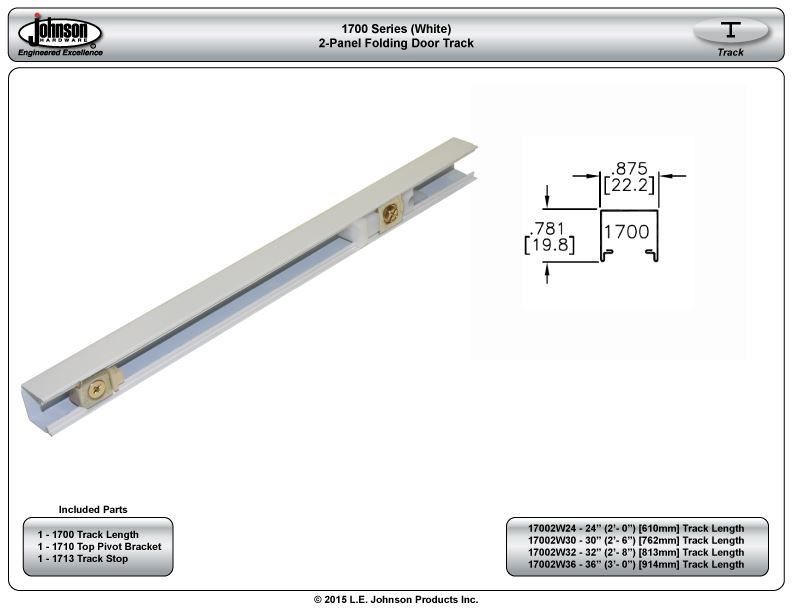 1700 Series Folding Door Track | Johnsonhardware.com | Sliding ... 1700 Series Folding Door Track | Johnsonhardware.com | Sliding ...