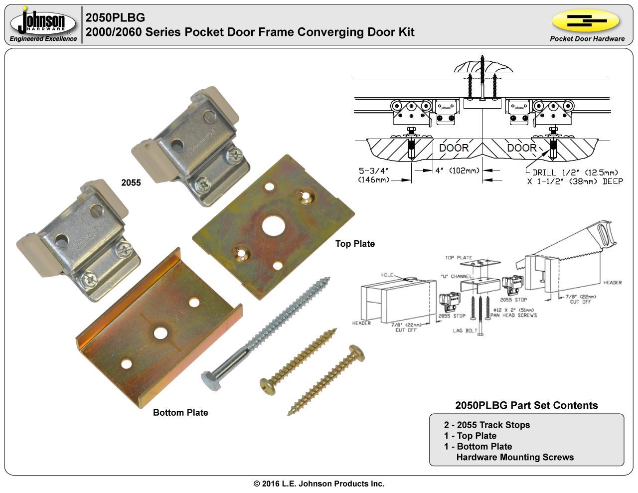 2050PLBG Converging Door Kit Sliding Folding