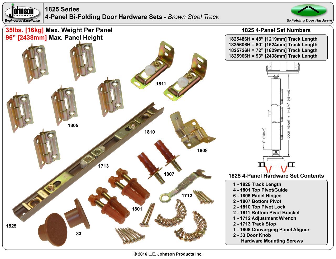 Johnson Hardware 1825 TapIn BiFold Door Hardware Johnsonhardware