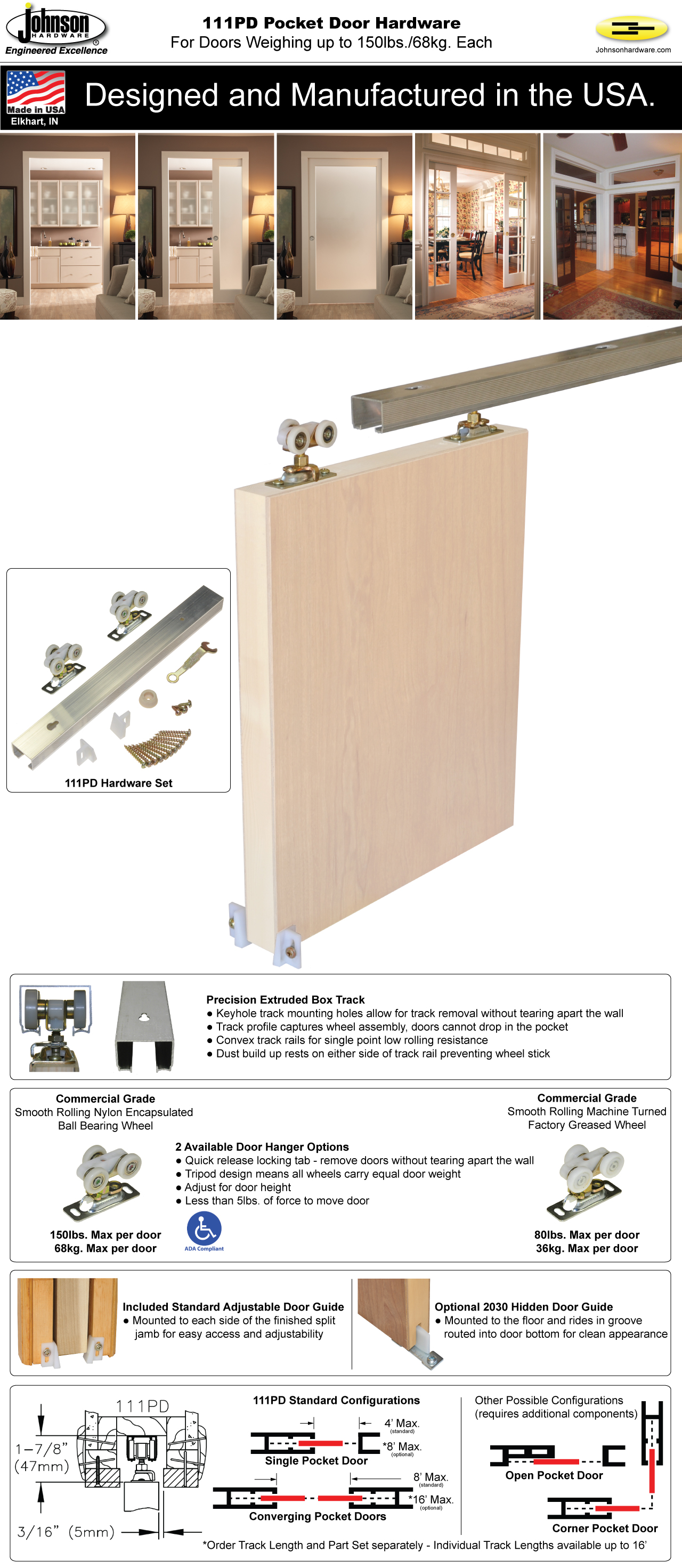 Johnson Hardware 111PD Pocket Door Hardware